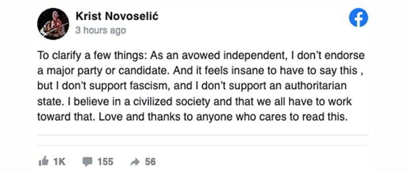 ultimo facebook Krist Novoselic